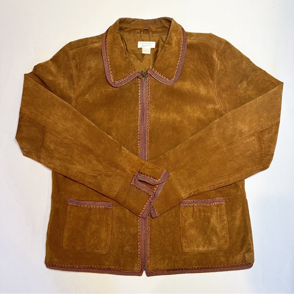 Christopher & Banks Embroidered Suede Jacket